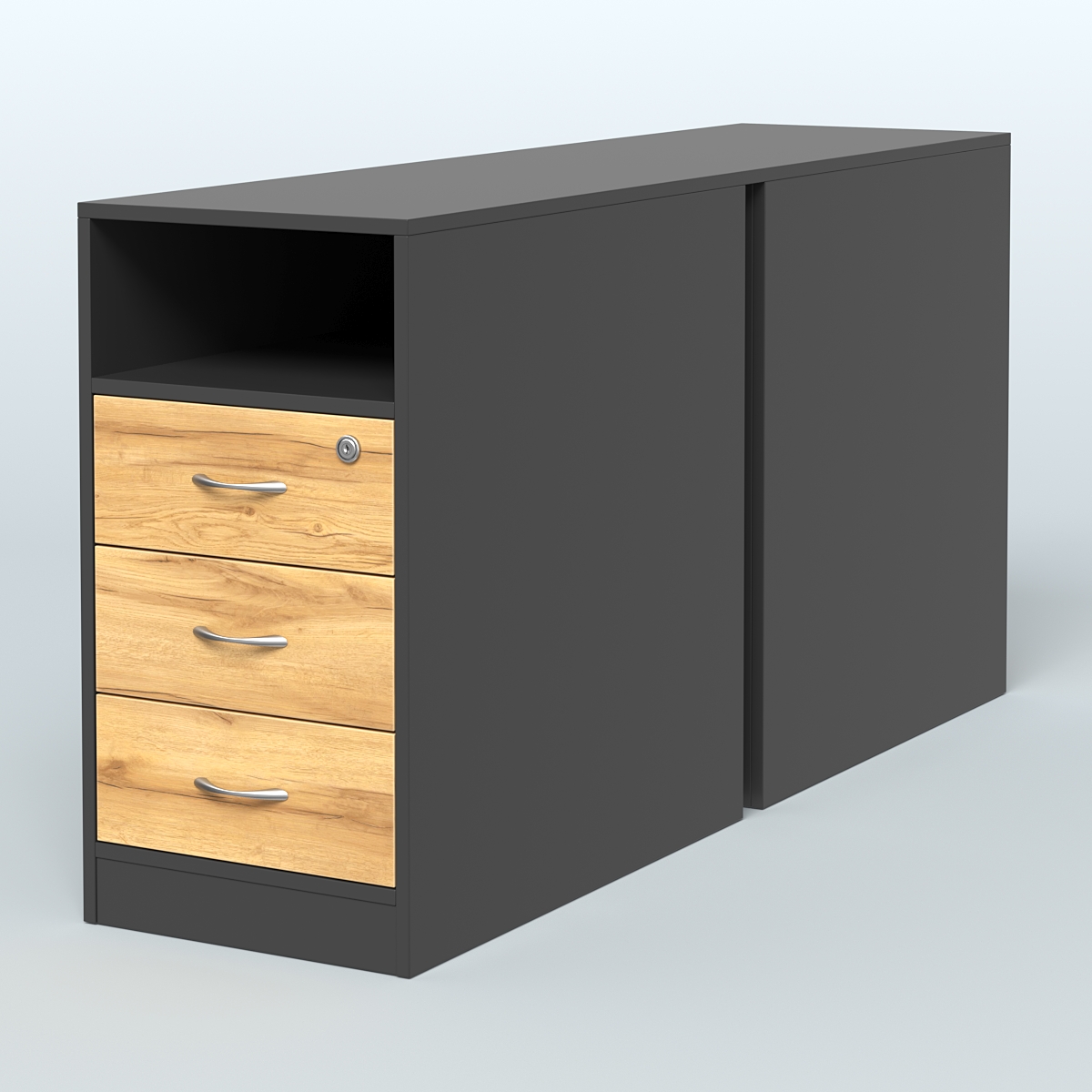 Тумба приставная/опорная двойная Черный и Дуб Золотистый U1148