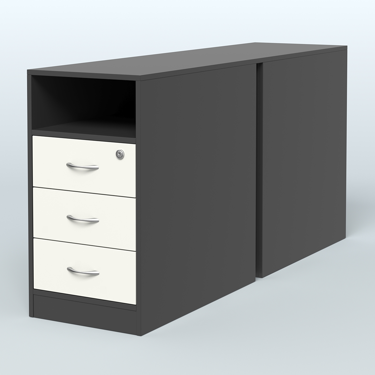 Тумба приставная/опорная двойная Черный + Белый