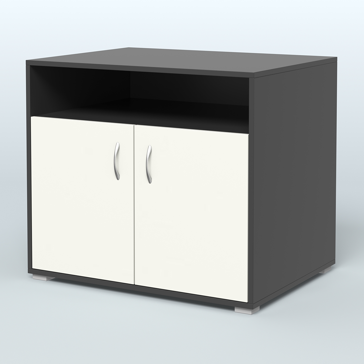 Тумба под оргтехнику Стандарт Черный + Белый