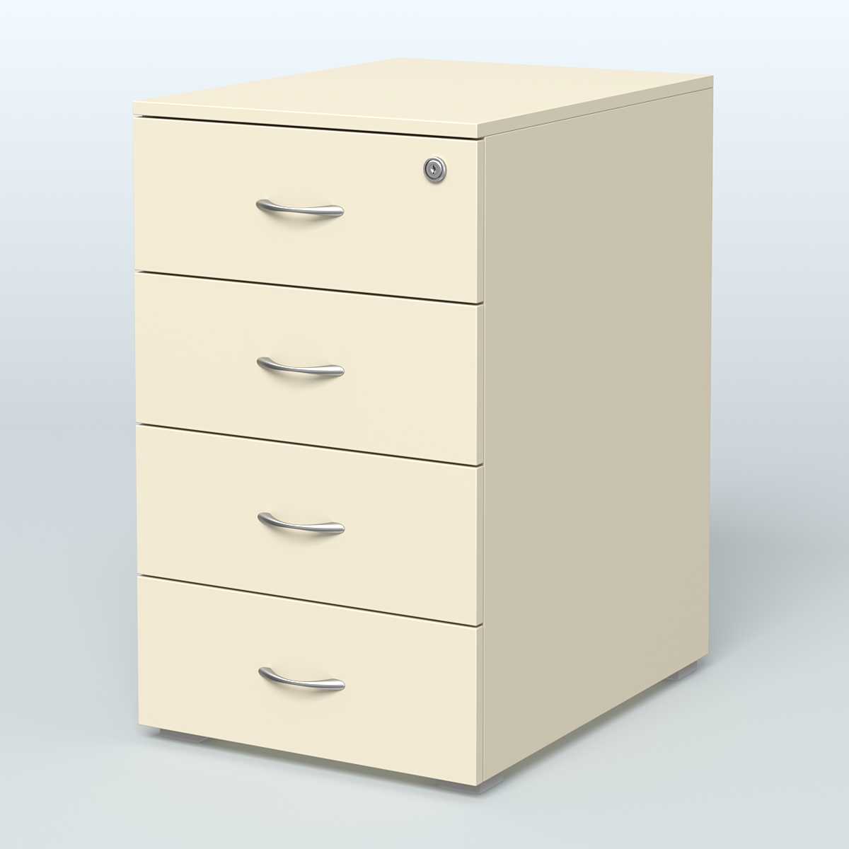 Тумба приставная для компактных столов 4 ящика с замком Тарли Крем Вайс