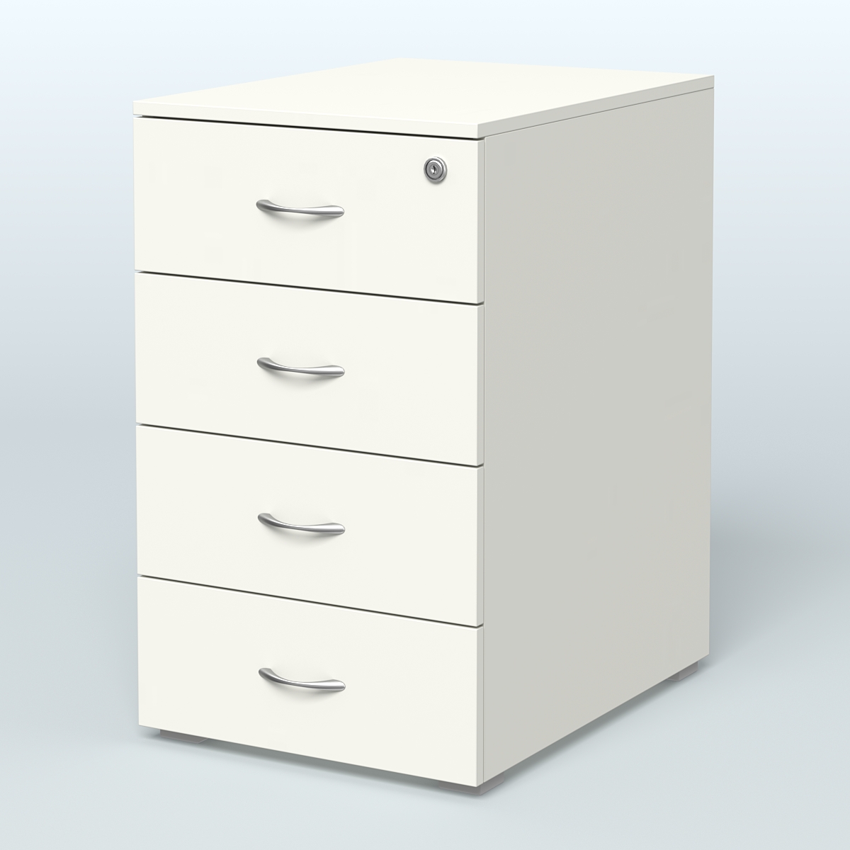 Тумба приставная для компактных столов 4 ящика с замком Тарли Белый