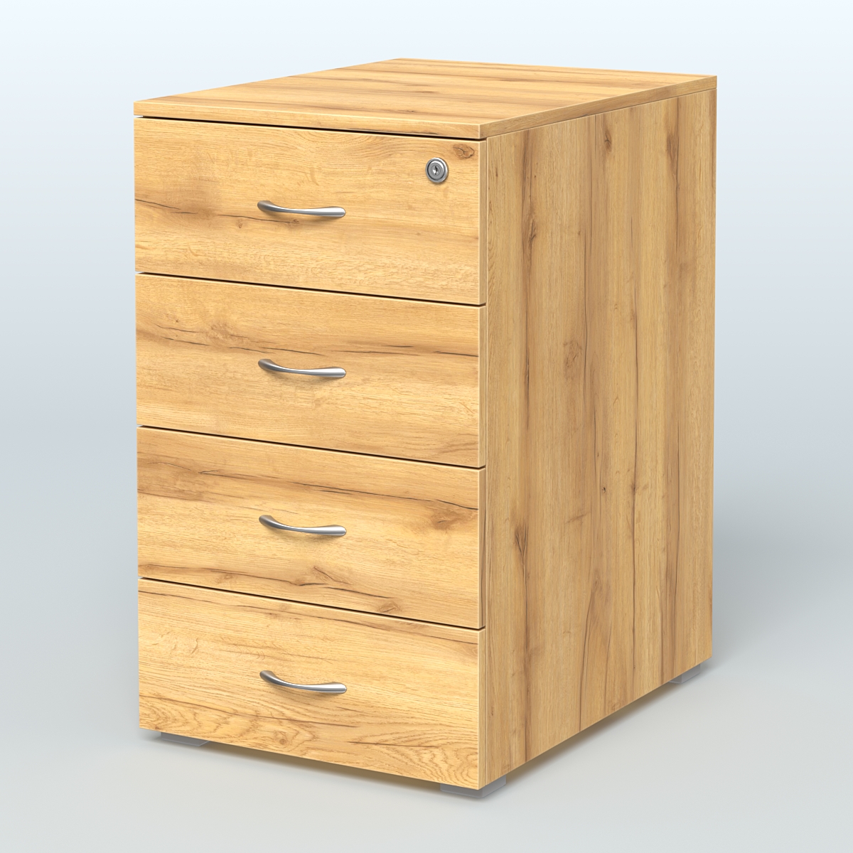 Тумба приставная для компактных столов 4 ящика с замком Тарли Дуб Золотистый