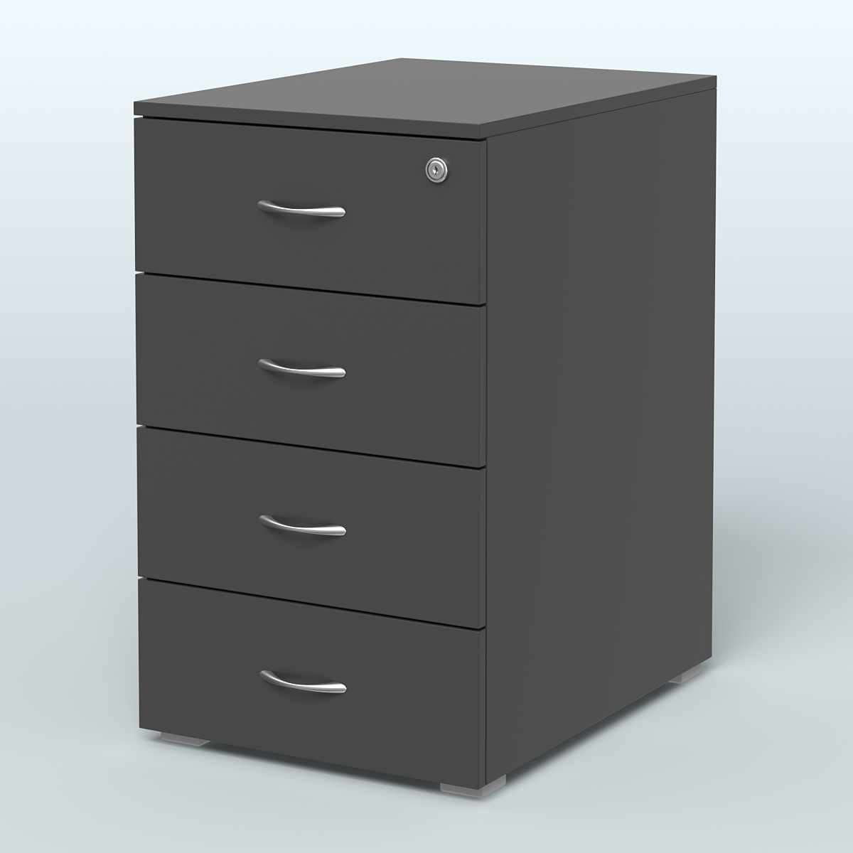 Тумба приставная для компактных столов 4 ящика с замком Тарли Черный