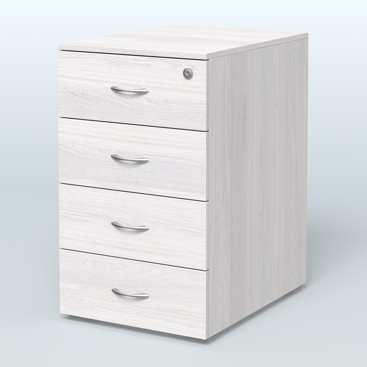 Тумба приставная для компактных столов 4 ящика с замком Тарли Ясень Анкор светлый