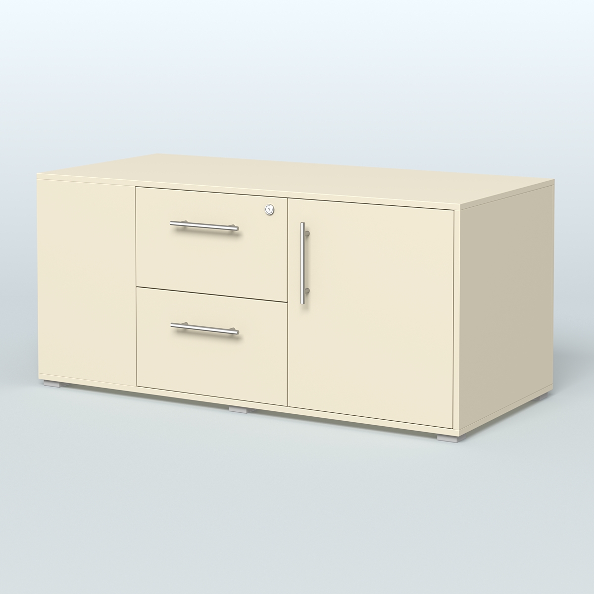 Тумба двусторонняя с отсеком и двумя открытыми полками Платинум Персонал Крем Вайс