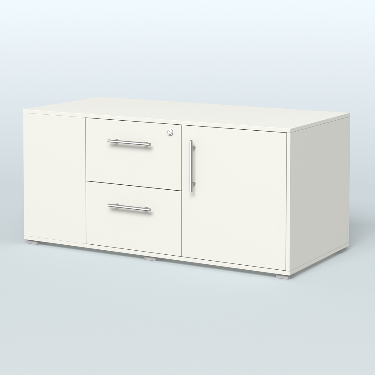 Тумба двусторонняя с отсеком и двумя открытыми полками Платинум Персонал Белый