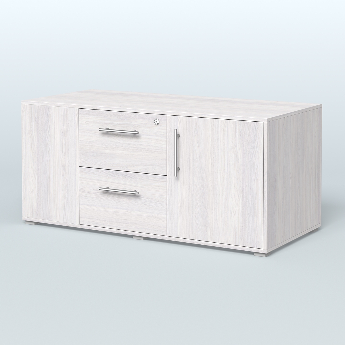 Тумба двусторонняя с отсеком и двумя открытыми полками Платинум Персонал Ясень Анкор светлый