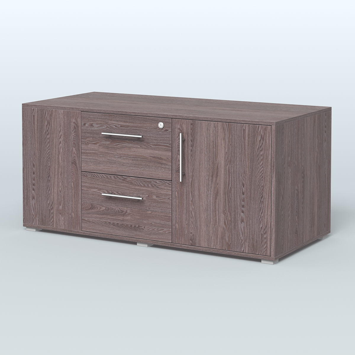 Тумба двусторонняя с отсеком и двумя открытыми полками Платинум Персонал Ясень Анкор темный