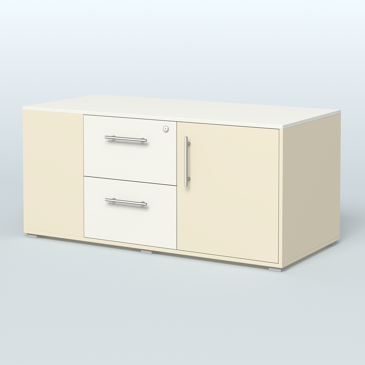 Тумба двусторонняя с отсеком и двумя открытыми полками Платинум Персонал Крем Вайс + Белый