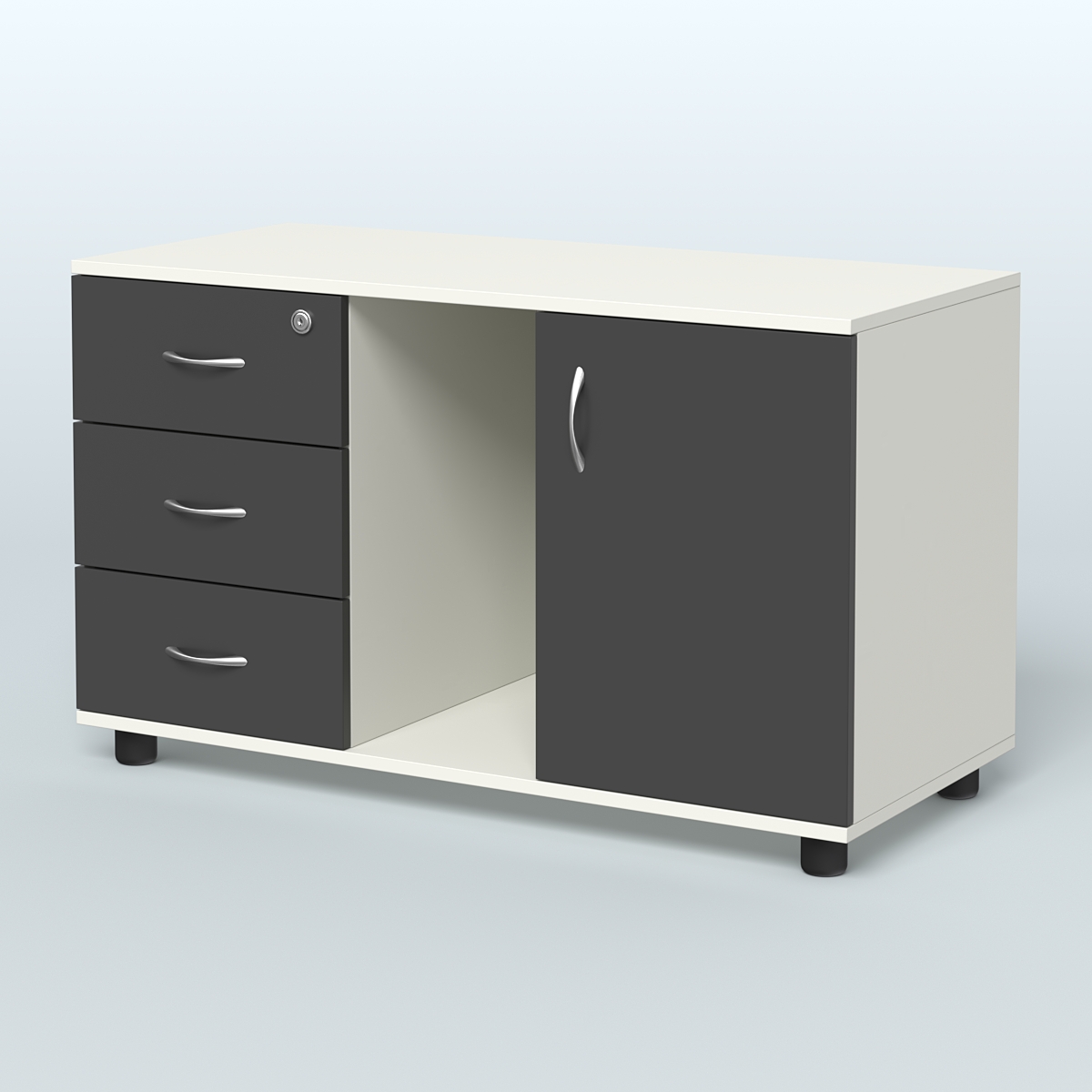 Тумба сервисная левая (на опорах) Камелот Белый и Черный