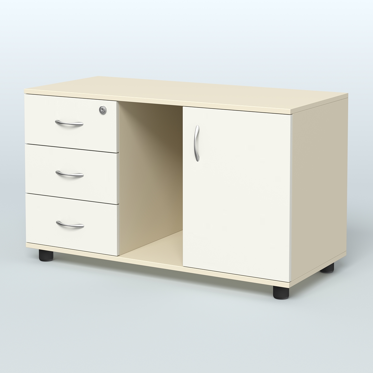 Тумба сервисная левая (на опорах) Камелот Крем Вайс + Белый