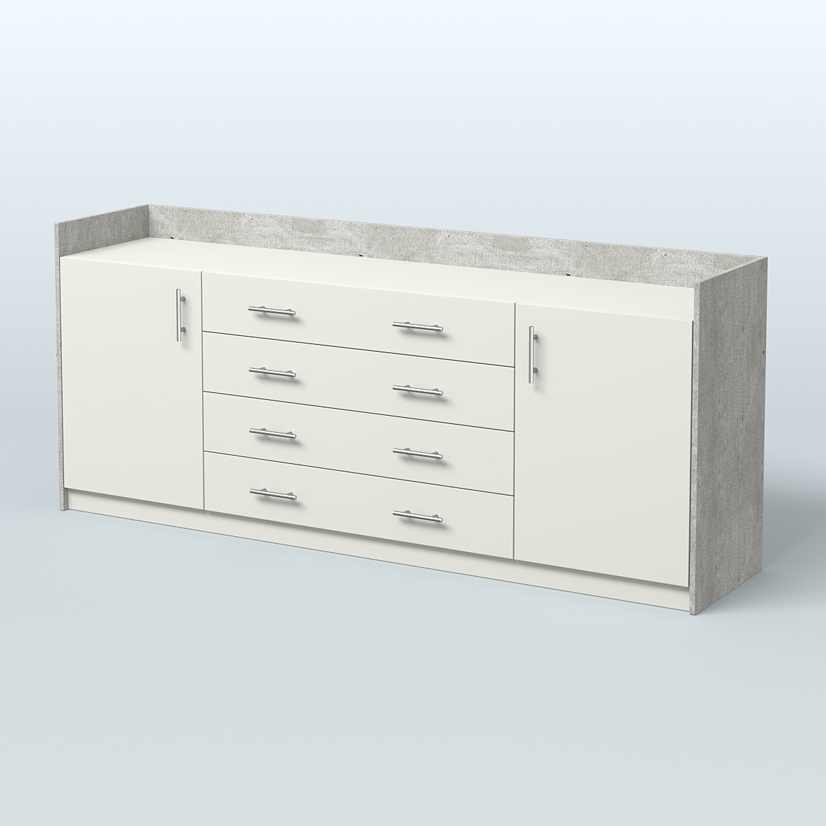 Тумба трехсоставная с ящиками Венди Метрополитан Грей + Белый