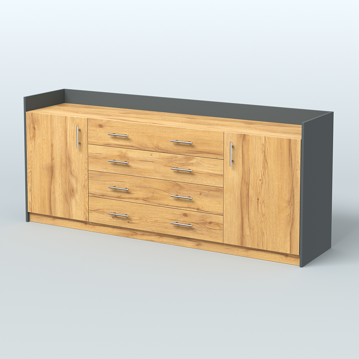 Тумба трехсоставная с ящиками Венди Темно-Серый  + Дуб Золотистый