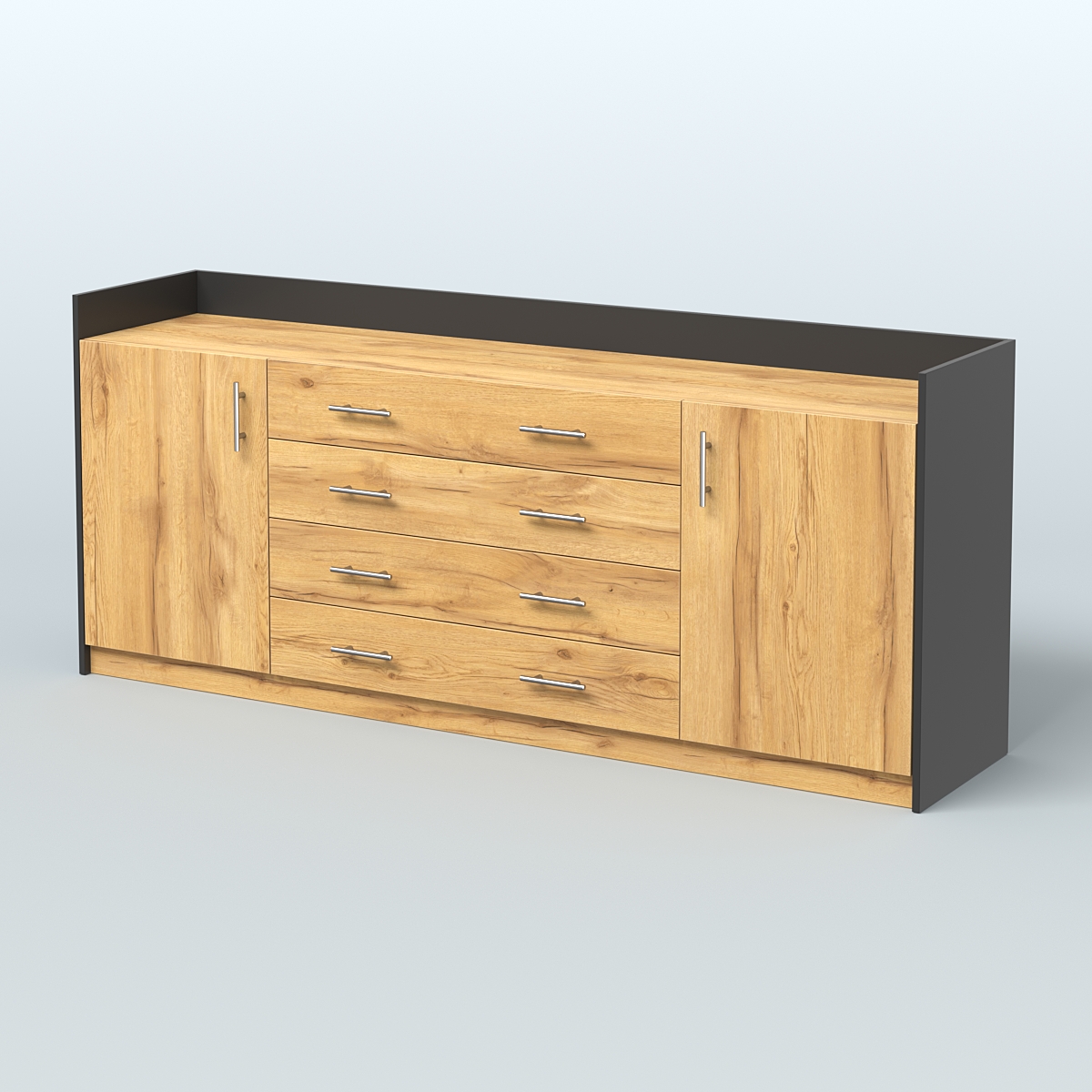 Тумба трехсоставная с ящиками Венди Черный и Дуб Золотистый U1148