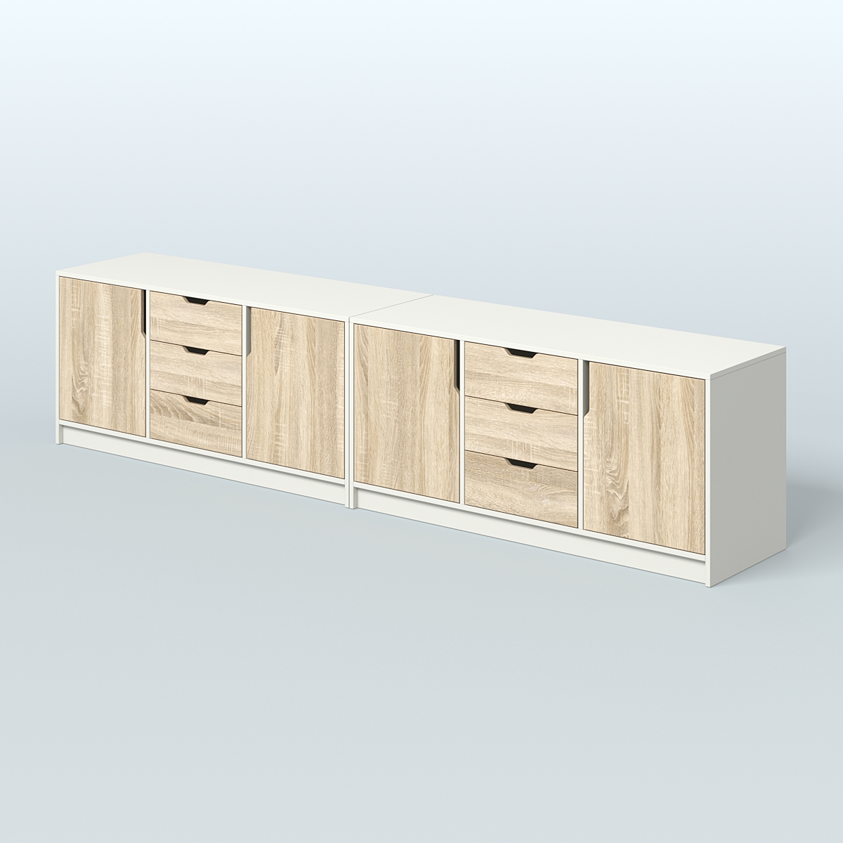 Тумба Модесто, комплект Белый + Дуб Сонома