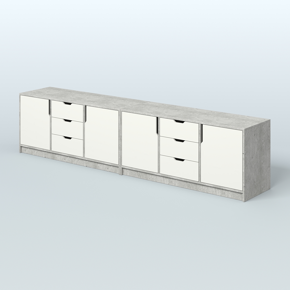 Тумба Модесто, комплект Метрополитан Грей + Белый