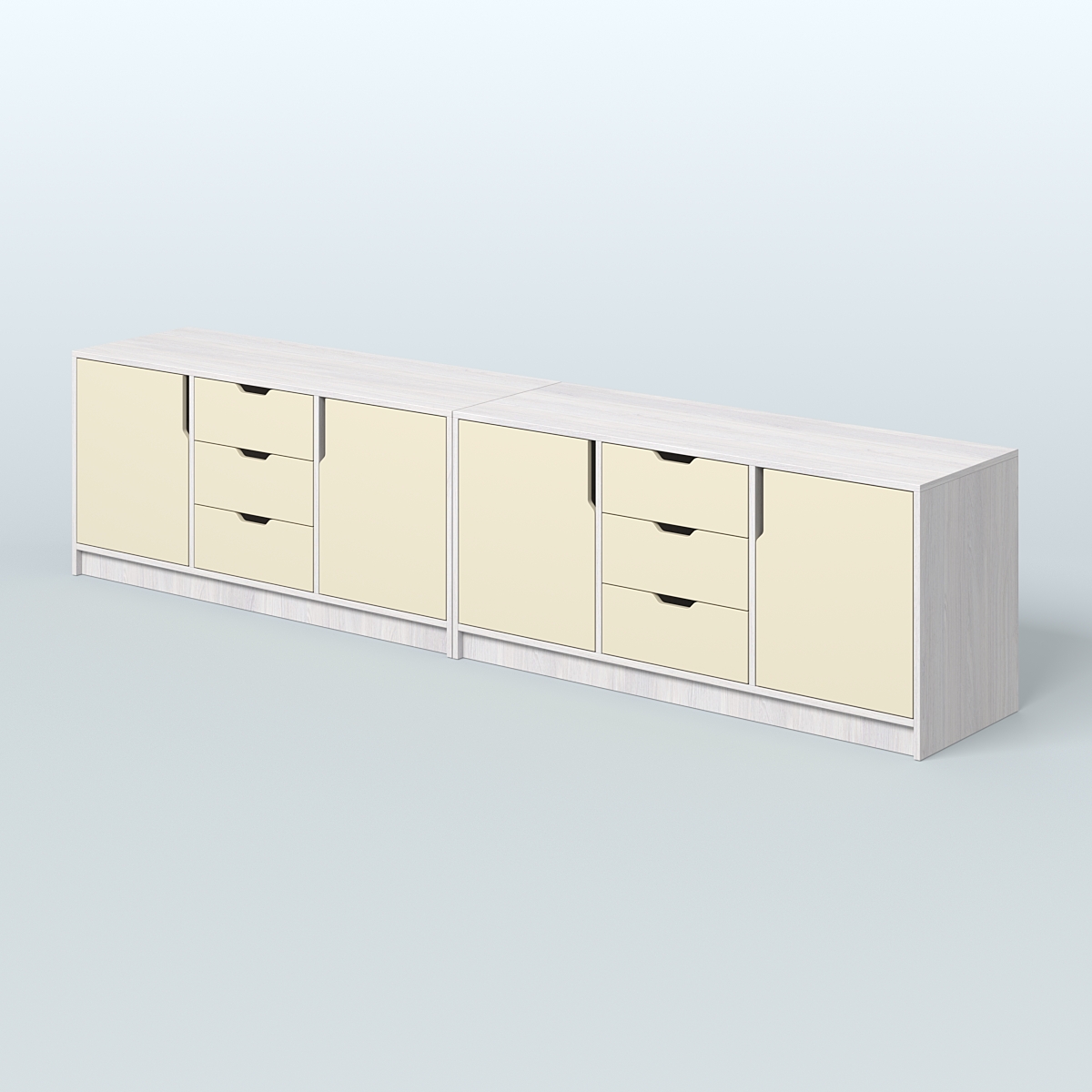 Тумба Модесто, комплект Ясень Анкор светлый и Крем Вайс