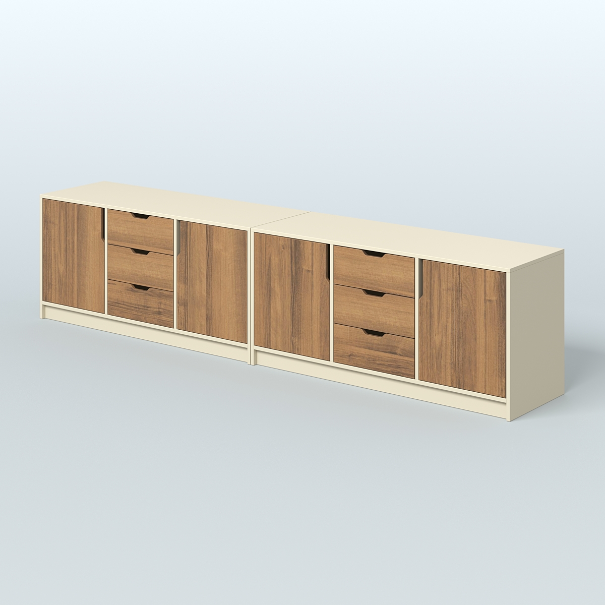 Тумба Модесто, комплект Крем Вайс + Орех