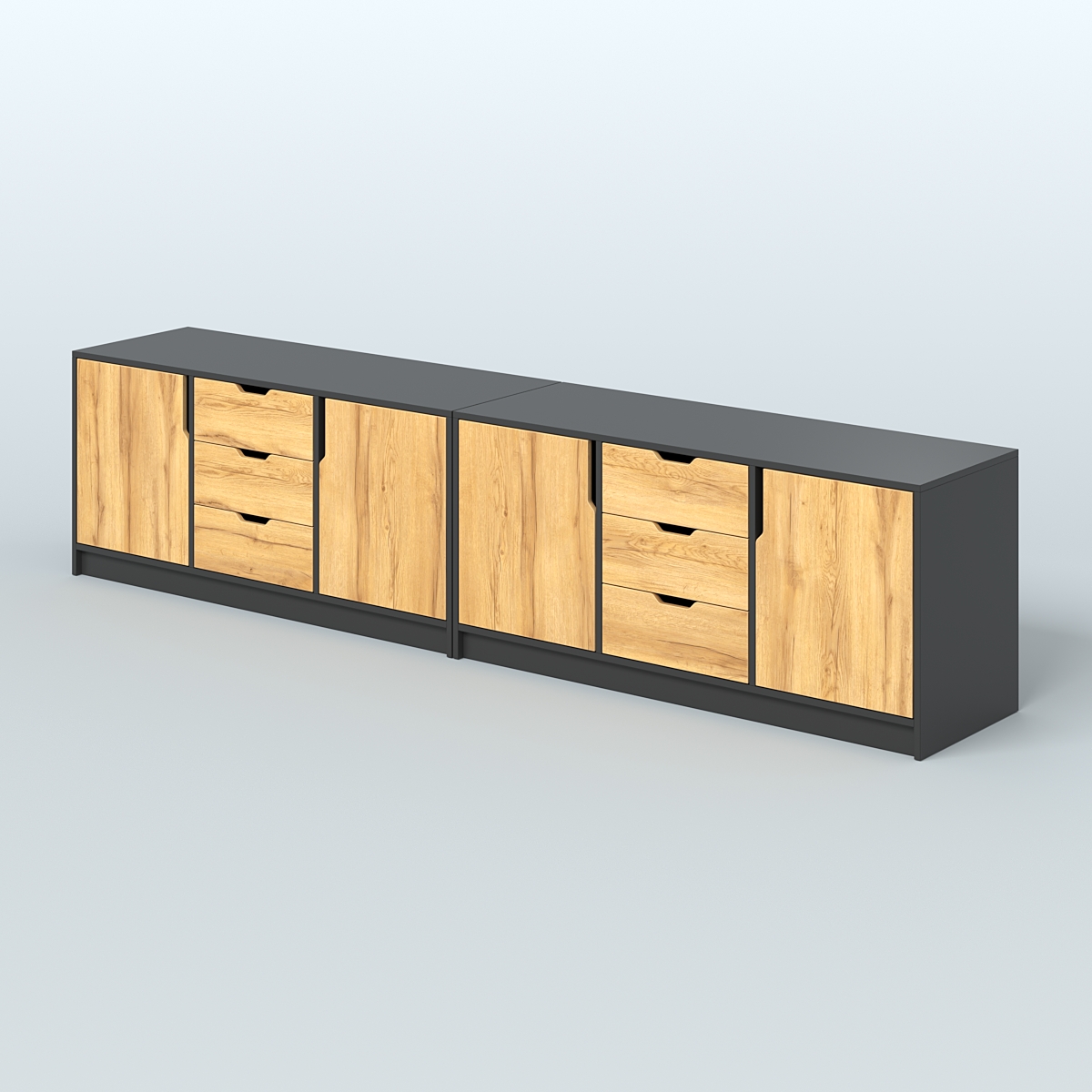 Тумба Модесто, комплект Черный и Дуб Золотистый U1148