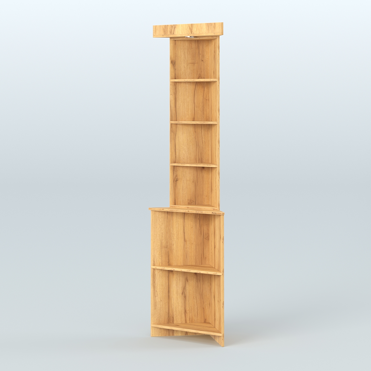 Витрина с каркасом из ДСП для чая и кофе угловая №4 (внешний угол) Дуб Золотистый