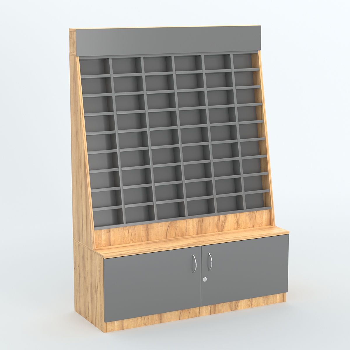 Стенд для очков №1 с накопителем Дуб Золотистый и Темно-Серый