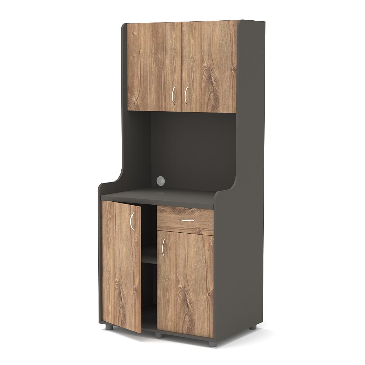 Офисная мини-кухня ЭЛЕГИЯ №1А Черный + Дуб Канзас Коричневый