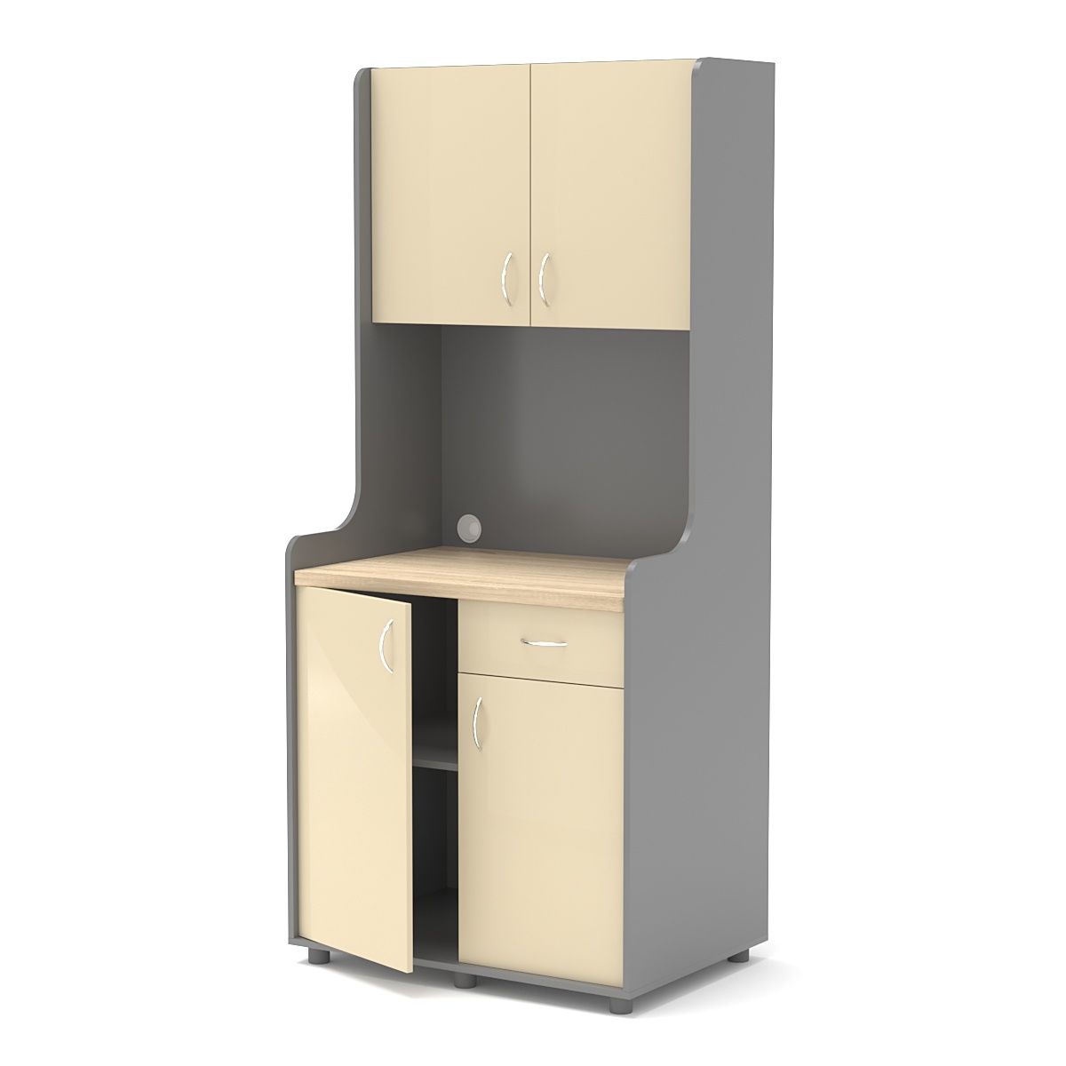 Офисная мини-кухня ЭЛЕГИЯ №1А Темно-серый + Крем Вайс