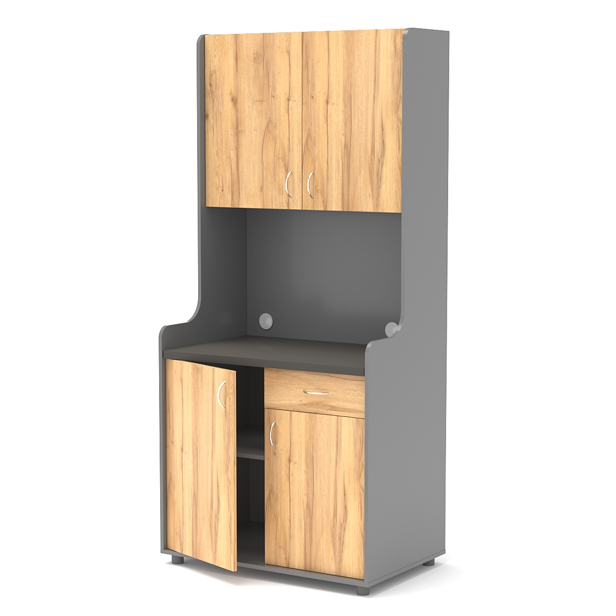 Офисная мини-кухня ЭЛЕГИЯ №2А Темно-серый и Дуб Золотистый