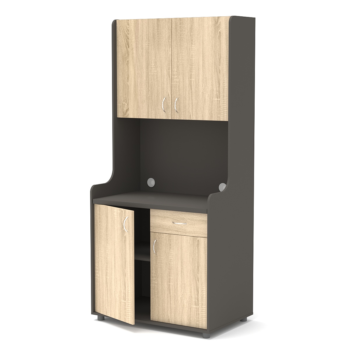 Офисная мини-кухня ЭЛЕГИЯ №2А Черный + Дуб Сонома