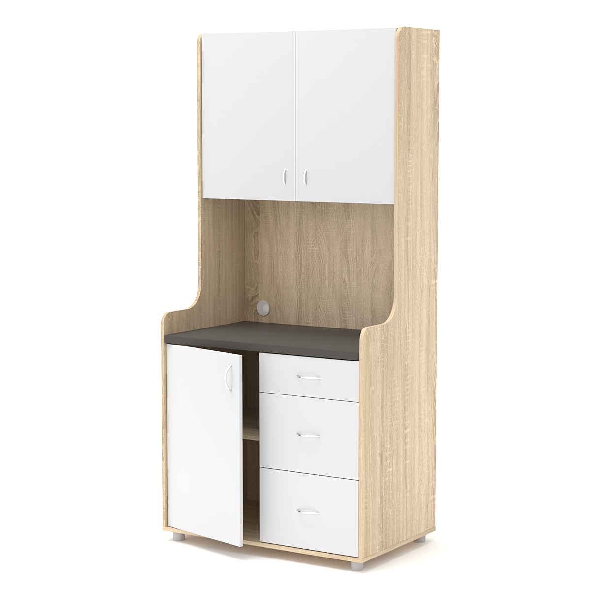 Офисная мини-кухня ЭЛЕГИЯ №3А Дуб Сонома + Белый