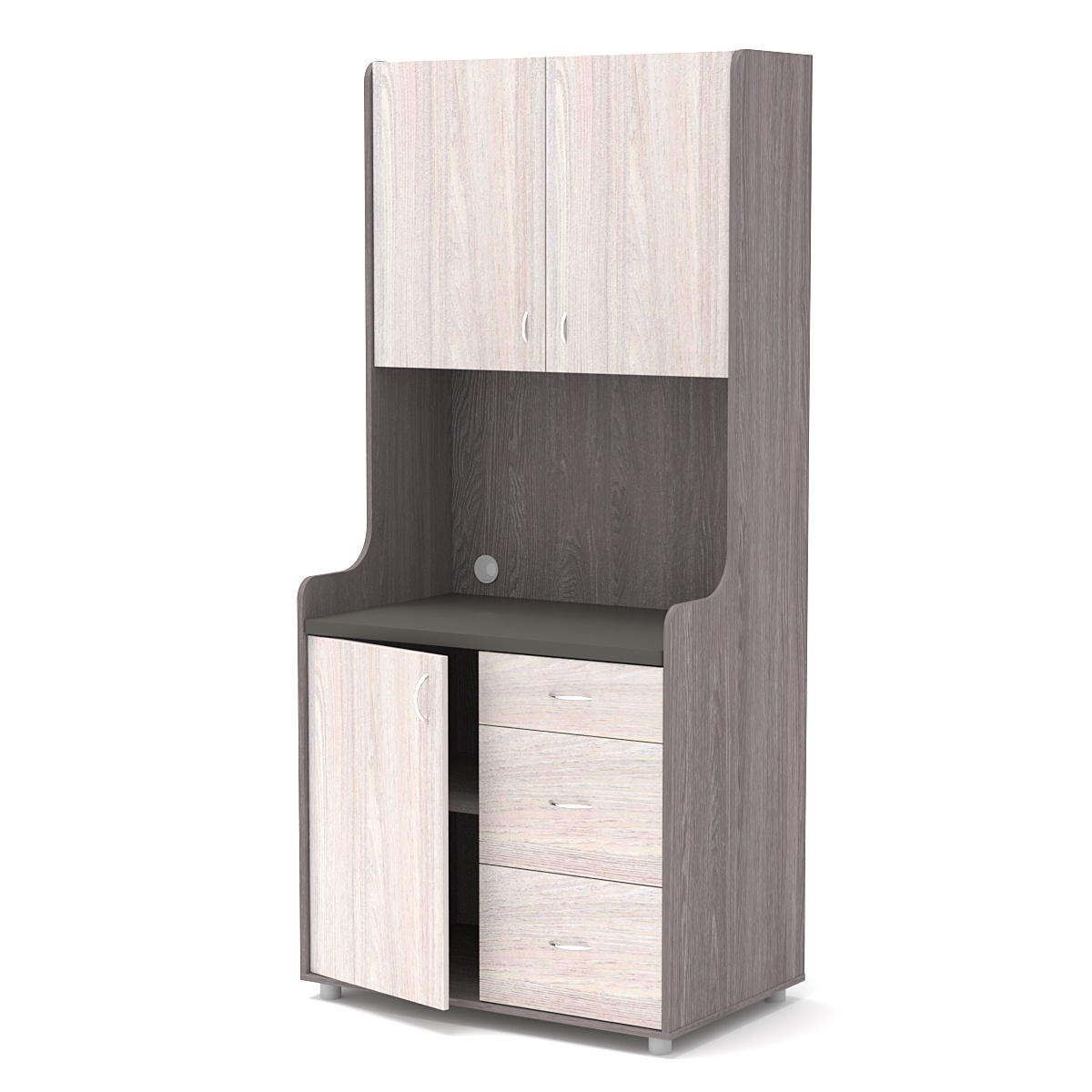 Офисная мини-кухня ЭЛЕГИЯ №3А Ясень Анкор темный + Ясень Анкор светлый