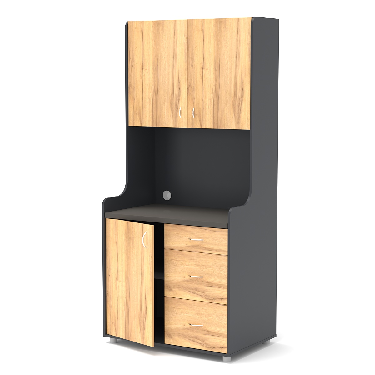 Офисная мини-кухня ЭЛЕГИЯ №3А Антрацит+Дуб Золотистый