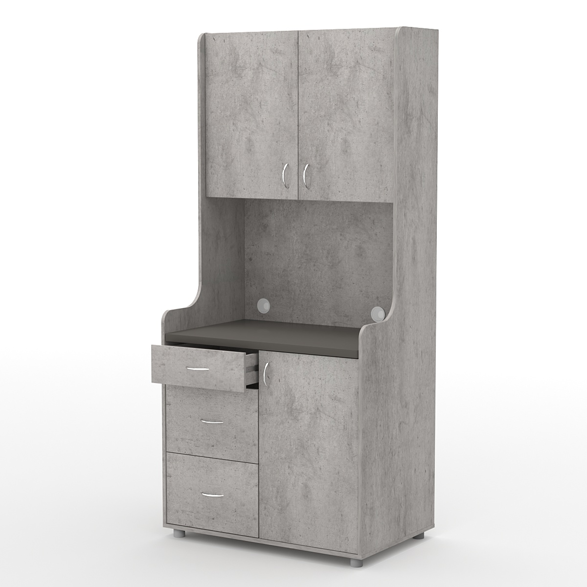 Офисная мини-кухня ЭЛЕГИЯ №4А Бетон Чикаго светло-серый F186 ST9