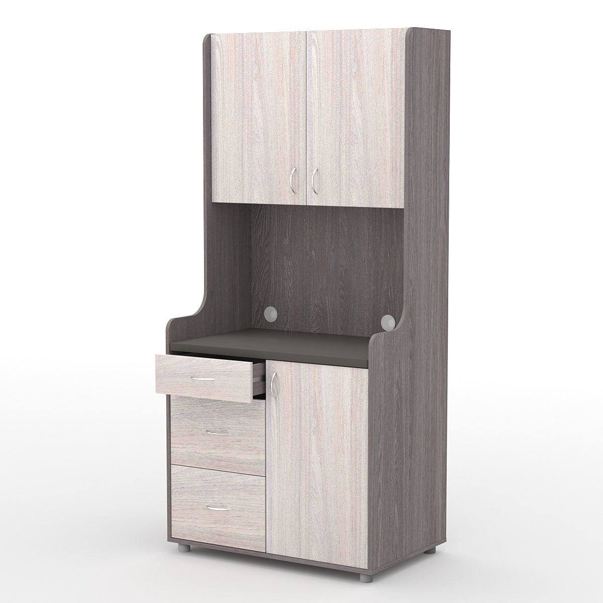 Офисная мини-кухня ЭЛЕГИЯ №4А Ясень Анкор темный + Ясень Анкор светлый