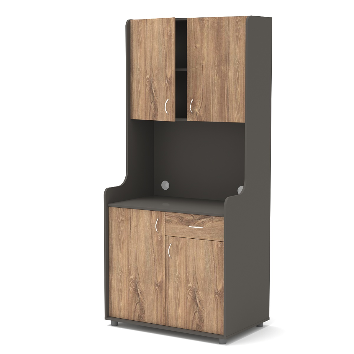 Офисная мини-кухня ЭЛЕГИЯ №2 Черный + Дуб Канзас Коричневый