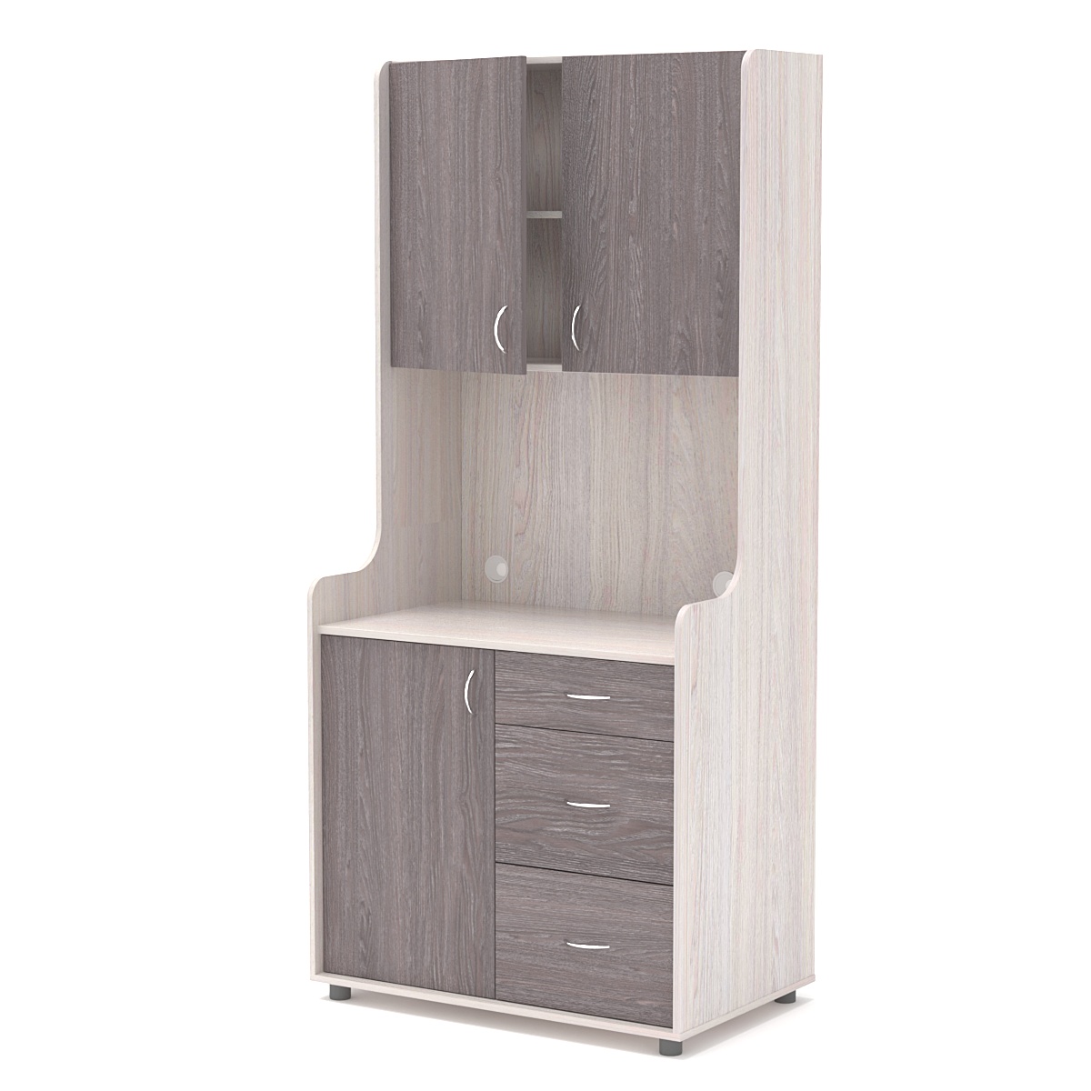 Офисная мини-кухня ЭЛЕГИЯ №2 Ясень Анкор светлый + Ясень Анкор темный