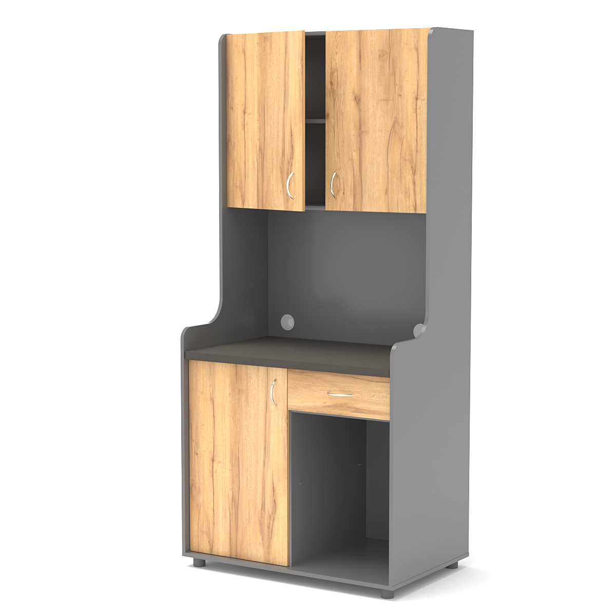 Офисная мини-кухня ЭЛЕГИЯ №5А Темно-серый и Дуб Золотистый