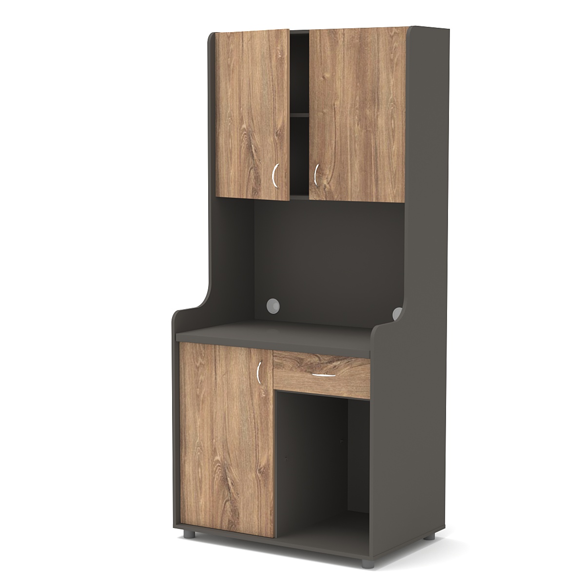 Офисная мини-кухня ЭЛЕГИЯ №5А Черный + Дуб Канзас Коричневый