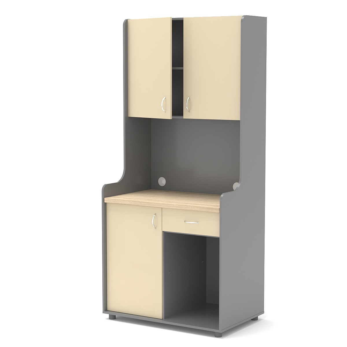 Офисная мини-кухня ЭЛЕГИЯ №5А Темно-серый + Крем Вайс