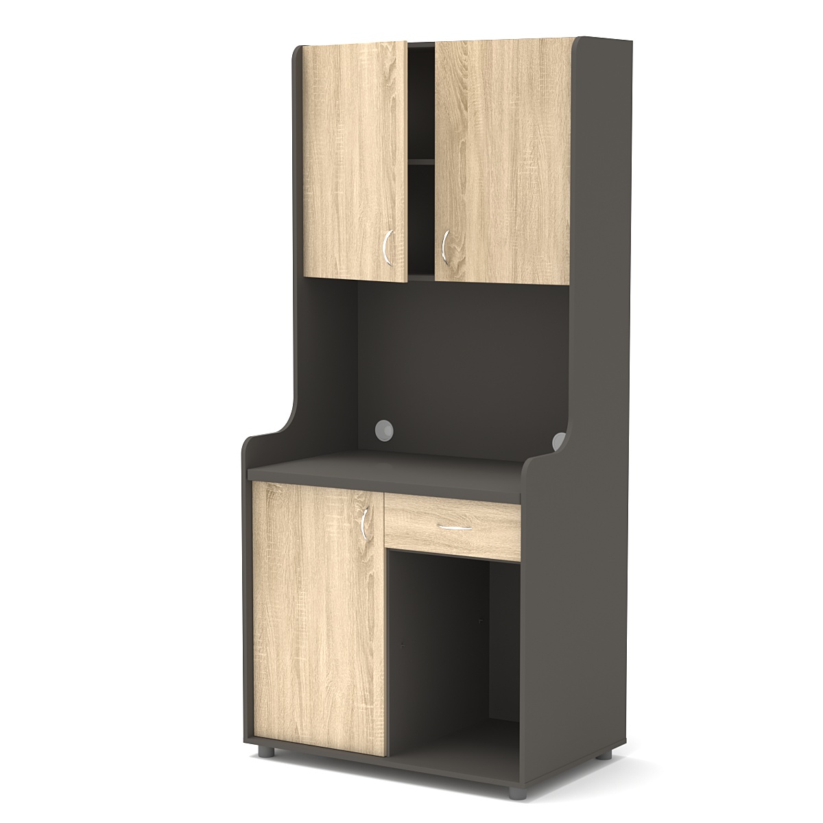 Офисная мини-кухня ЭЛЕГИЯ №5А Черный + Дуб Сонома