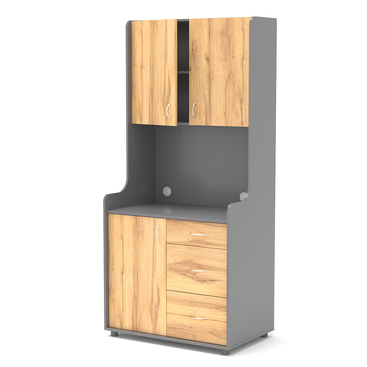 Офисная мини-кухня ЭЛЕГИЯ №3 Темно-серый и Дуб Золотистый