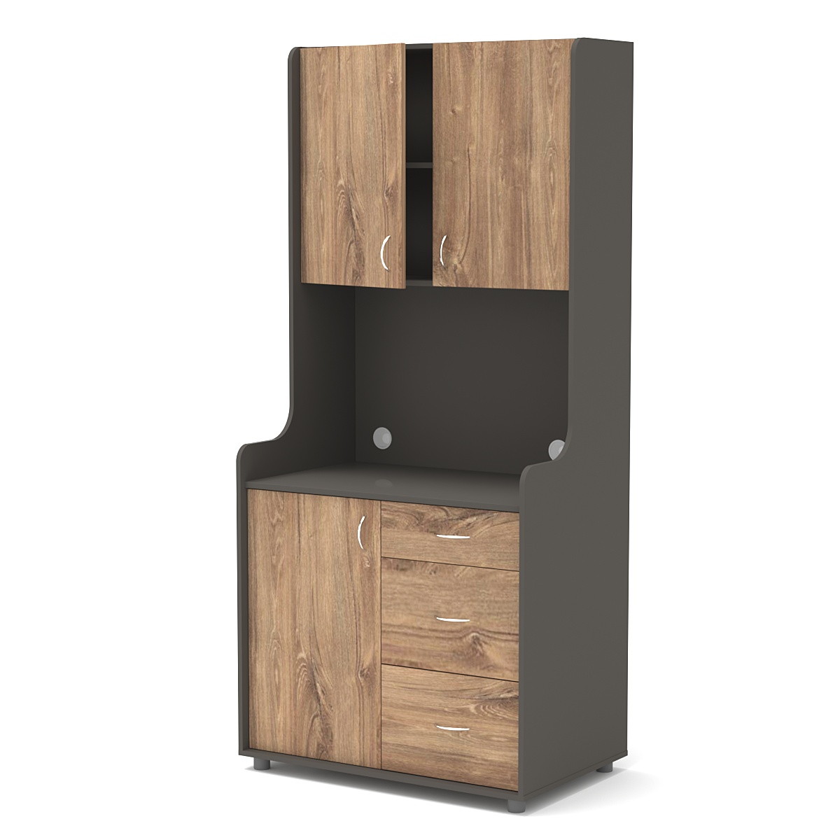 Офисная мини-кухня ЭЛЕГИЯ №3 Черный + Дуб Канзас Коричневый