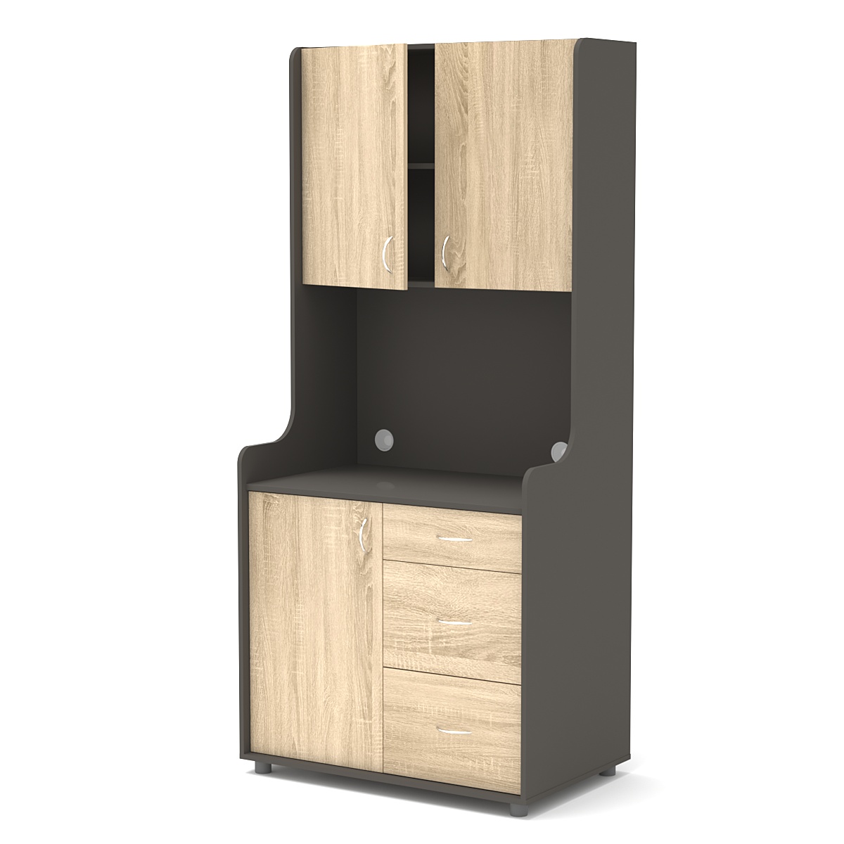 Офисная мини-кухня ЭЛЕГИЯ №3 Черный + Дуб Сонома