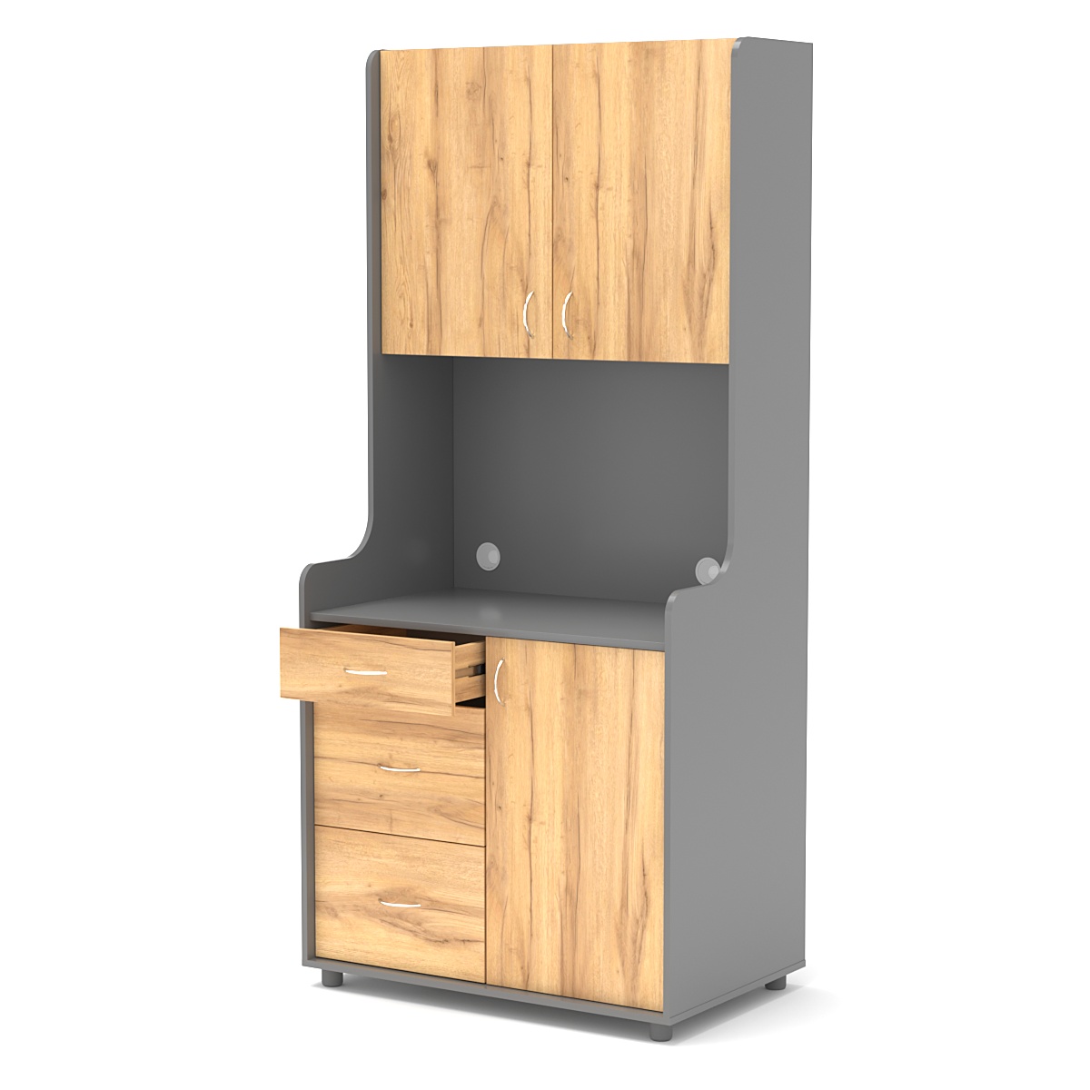 Офисная мини-кухня ЭЛЕГИЯ №4 Темно-серый и Дуб Золотистый