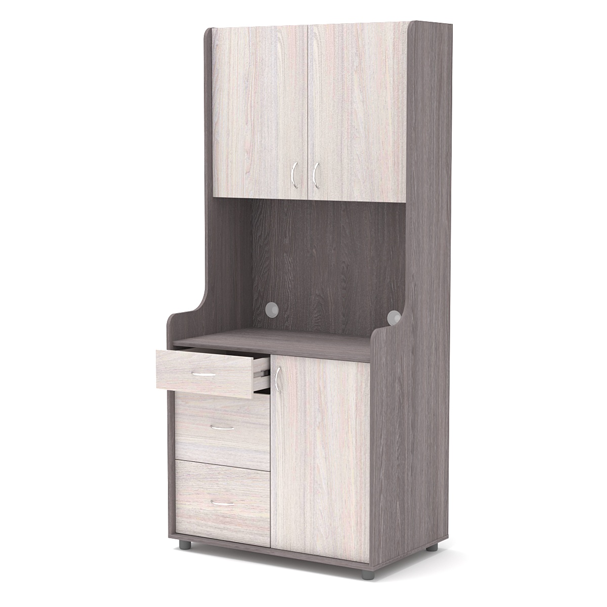 Офисная мини-кухня ЭЛЕГИЯ №4 Ясень Анкор темный + Ясень Анкор светлый