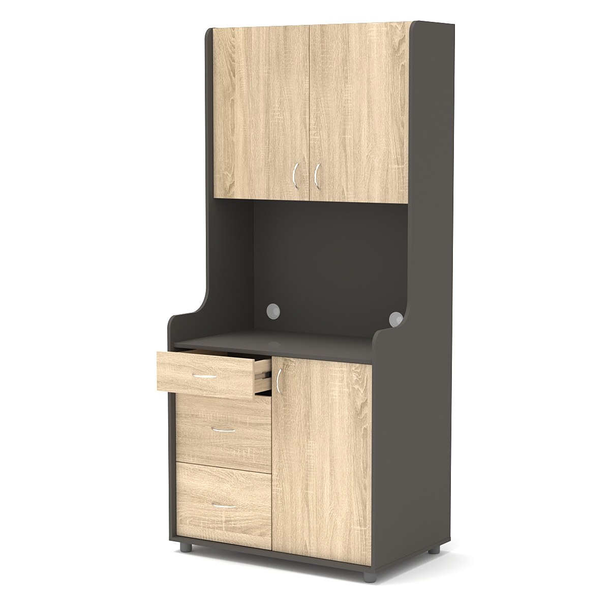 Офисная мини-кухня ЭЛЕГИЯ №4 Черный + Дуб Сонома