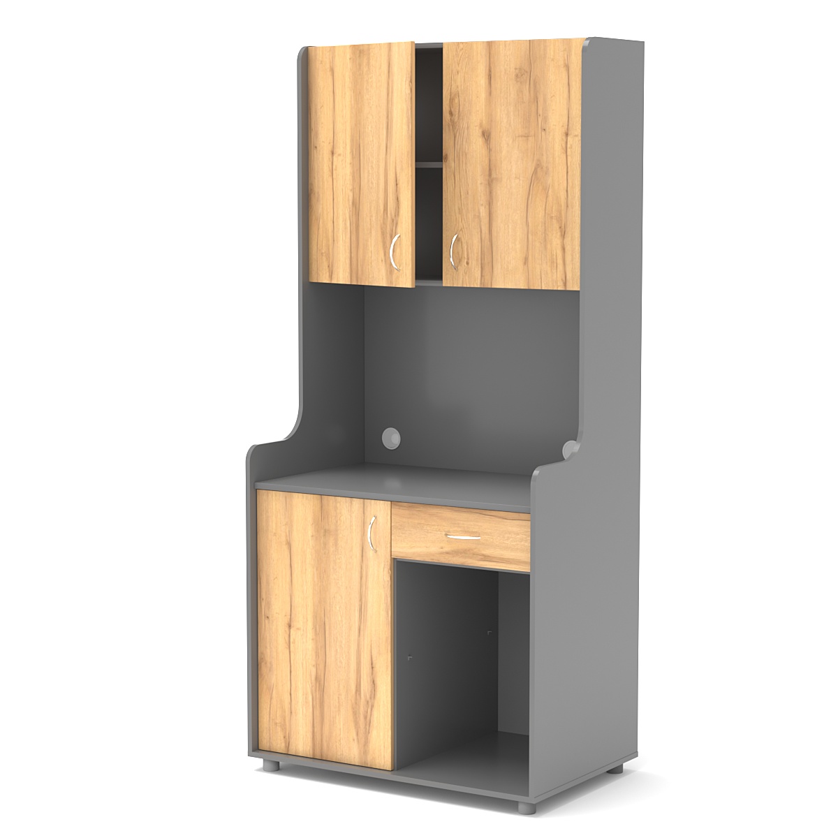 Офисная мини-кухня ЭЛЕГИЯ №5 Темно-серый и Дуб Золотистый