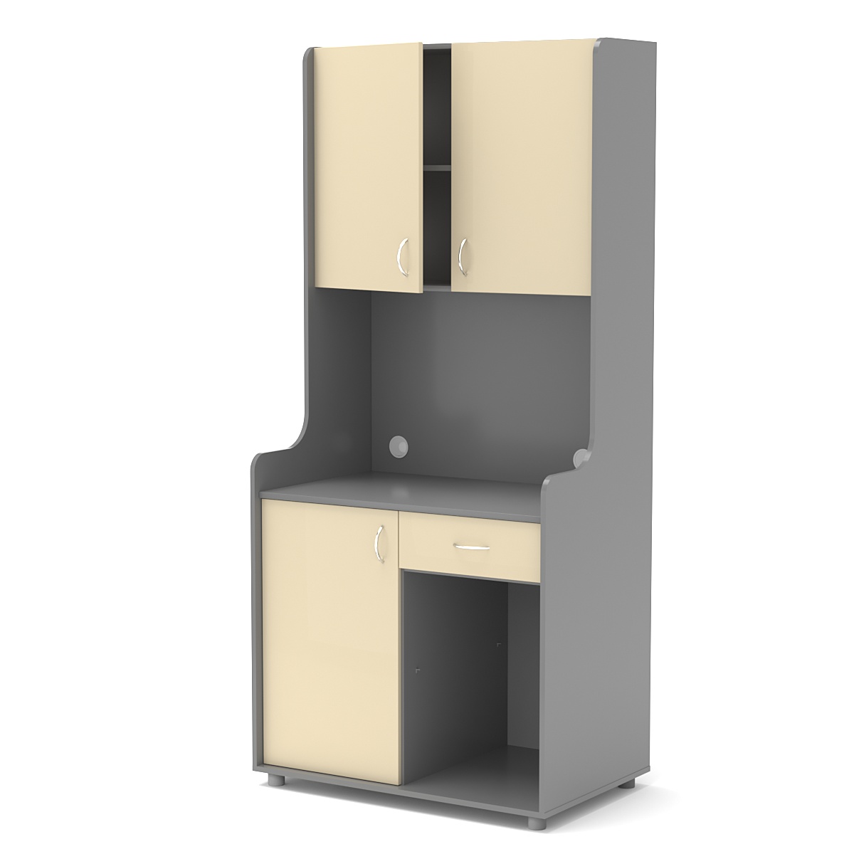 Офисная мини-кухня ЭЛЕГИЯ №5 Темно-серый + Крем Вайс