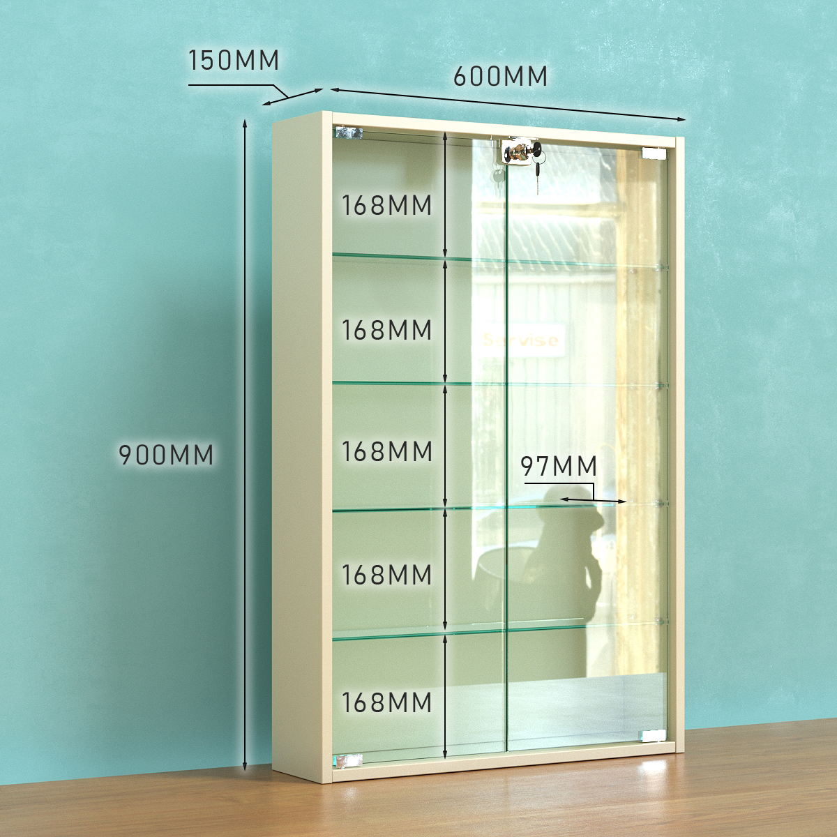 Витрина настольная №2-1А-П высокая  Крем Вайс
