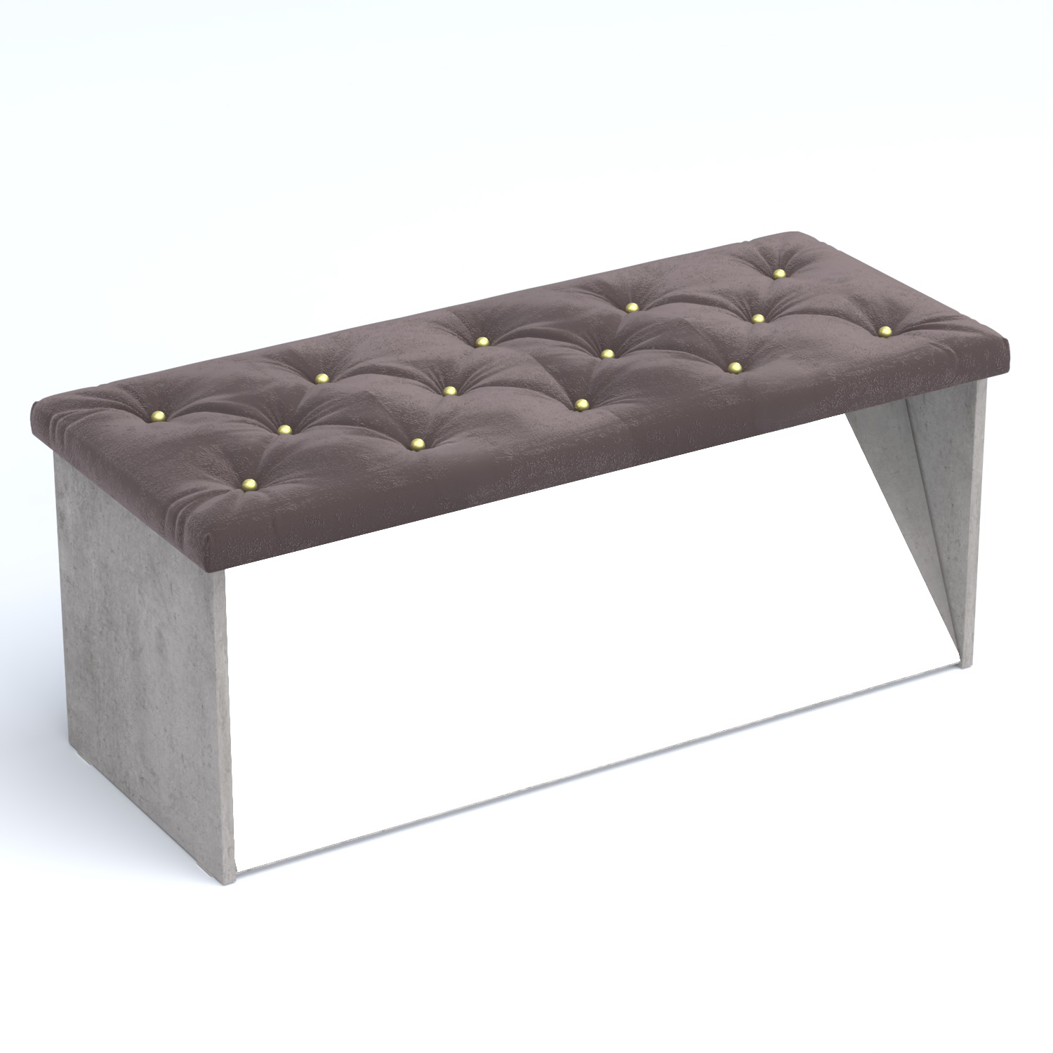 Пуфик с зеркалами №4К (каретка) Бетон Чикаго + 17 Elephant